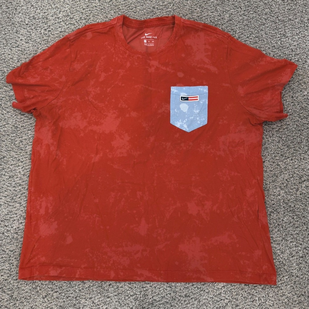 Nike Mens XXL Acid Wash Pocket Tee Bundle Red Navy Graphic T-Shirt 2 Pack